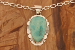 Native American Jewelry Genuine White Water Turquoise Nugget Pendant